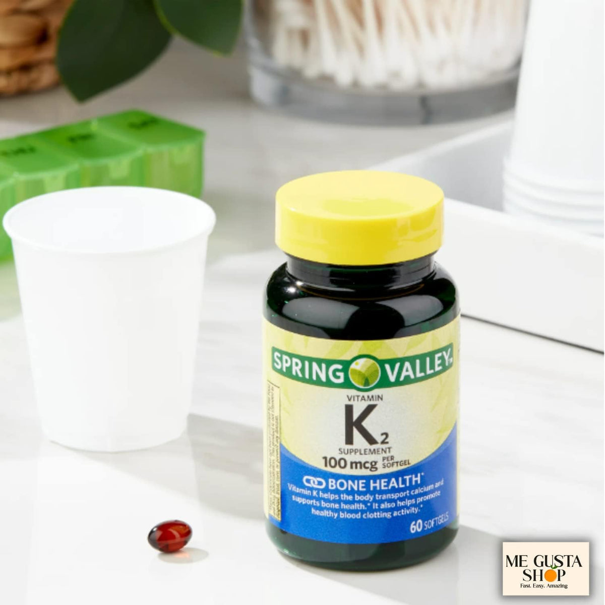 Spring Valley Vitamin K2 100 mcg, 60 Softgels with Pill Organiser - görsel 3