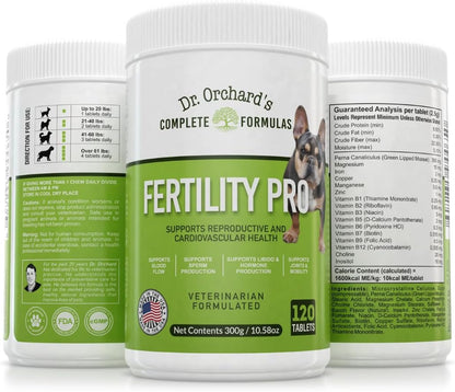 Dr. Orchards Fertility Pro for Dogs - Vet Formulated - for Males and Females -120ct