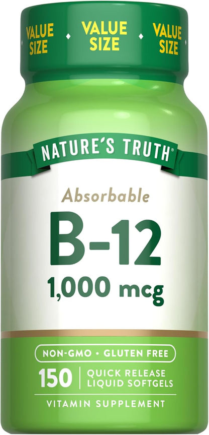 Nature's Truth Vitamin B12 1000 mcg Quick Release Liquid Softgels, 60 Capsules