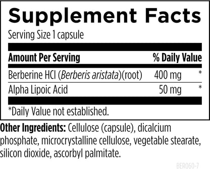 Designs for Health Berberine Synergy - Berberine HCl 400mg + Alpha Lipoic Acid