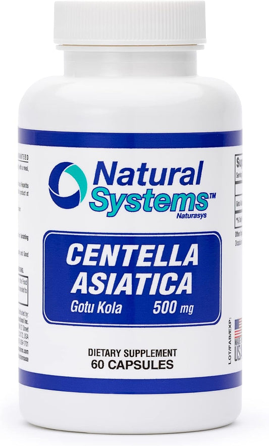 Centella Asiatica 500 mg, 60 Capsules – Gotu Kola Herbal Supplement by Natural Systems