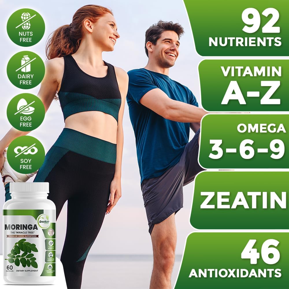 Pure Moringa Oleifera Green Superfood Capsules with Vitamin C, Omega 3 & Amino Acids - 60 Capsules - görsel 6