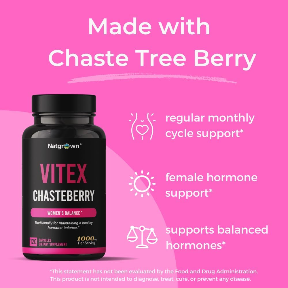 Natgrown Vitex Chasteberry for Women 1000mg – Traditional Herbal Support – 120 Capsules - görsel 5