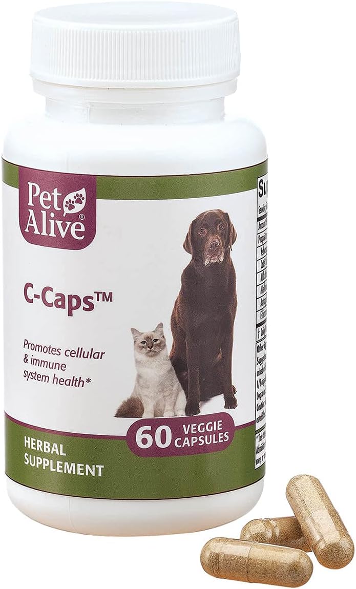 PetAlive C-Caps - All-Natural Herbal Supplement for Dogs and Cats - 60 Vegetable Capsules - görsel 2