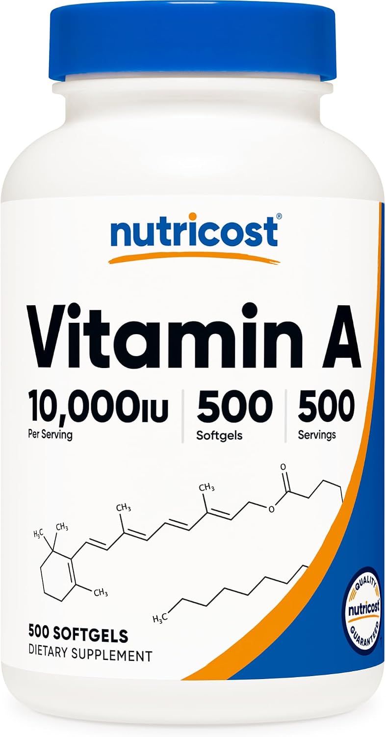 Nutricost Vitamin A 10,000 IU, 500 Soft gel capsule Capsules - görsel 1