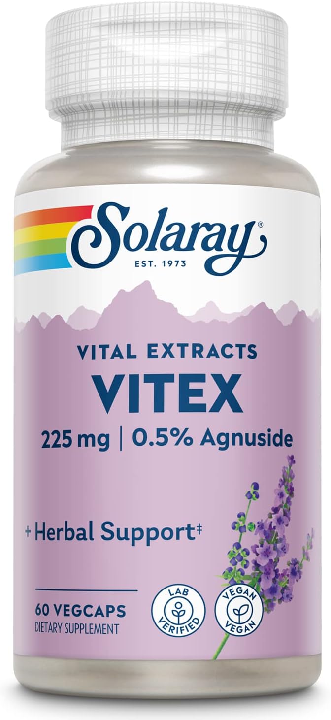 SOLARAY Vitex Berry Extract 225 mg - Chasteberry Supplement for Women - Traditional Hormone Balance Support - Vegan, Lab Verified - 60 VegCaps - görsel 1