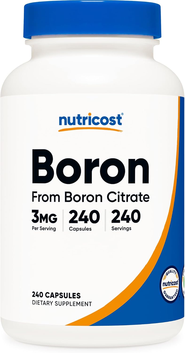 Nutricost Boron 3mg Food Supplement - 240 Vegetarian Capsules, Gluten-free & Non-GMO - görsel 1