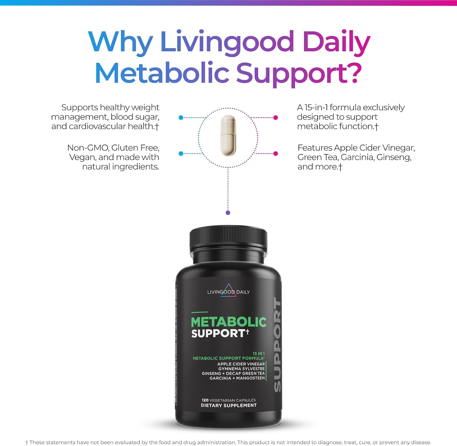 Livingood Daily Metabolism Booster for Women & Men - 120 Vegetarian Capsules - görsel 6