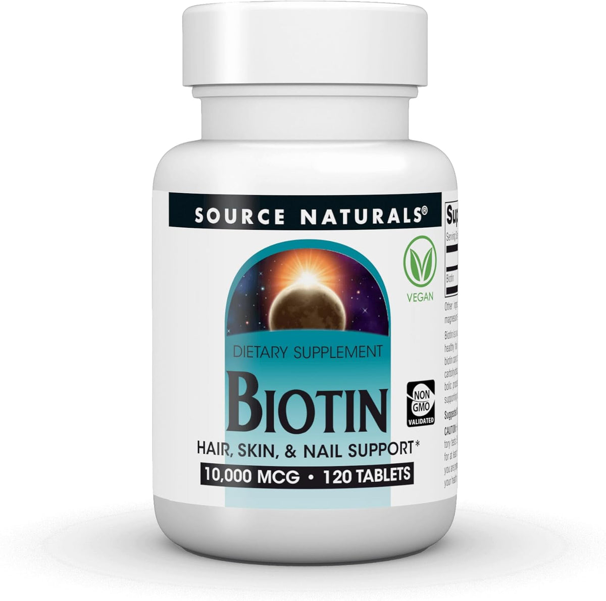 Source Naturals Biotin 10,000 mcg - Hair, Skin & Nail Support - 120 Tablets – Image 1