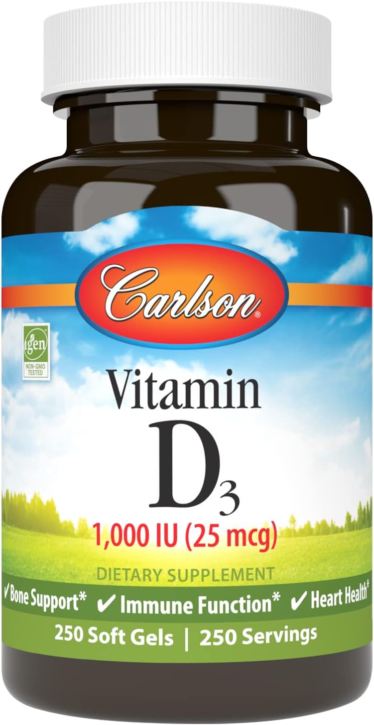 Carlson Vitamin D3, 1000 IU, 250 Softgels - görsel 1