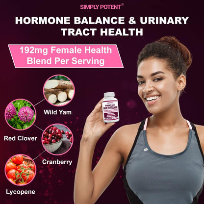 Simply Potent Women's Multivitamin – 37 Vitamins & Minerals with Biotin & Green Tea Extract (60 Capsules)