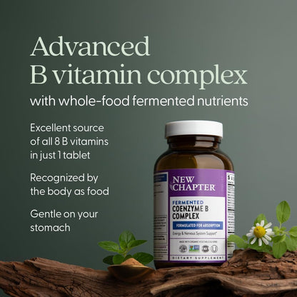 New Chapter Fermented Coenzyme B Complex - Advanced B Vitamin Supplement with Organic Turmeric & Maca, 90 Tablets