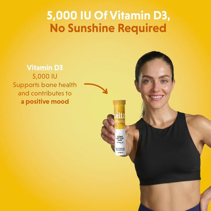 Seltz Vitamin D3 Drink Tablets - 5000 IU Effervescent, Mango & Orange, 120 Tablets