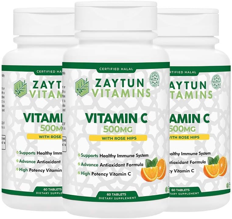 Zaytun Vitamins Halal Vitamin C 500mg Tablets with Rose Hips (3-Pack) - görsel 1