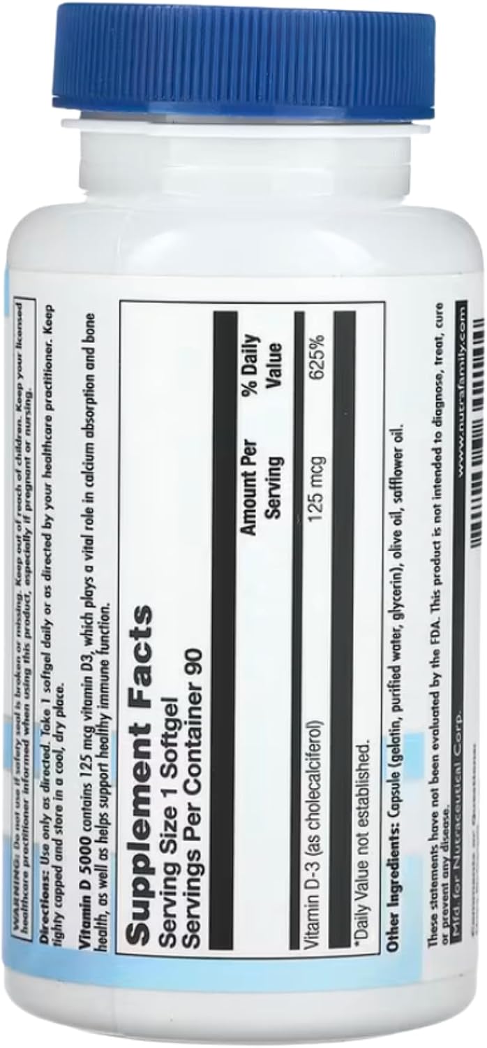 Nutra BioGenesis Vitamin D3 5000 IU (125 µg) - 90 Softgels - görsel 2