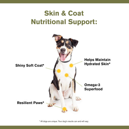 Badlands Ranch Skin & Coat Canine Supplement – Omega-3, Organic Ingredients, Powder for Dogs (30 Scoops)