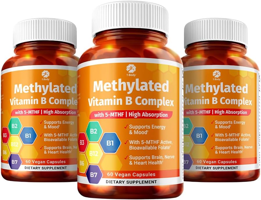 1 Body Methylated Vitamin B Complex, 5-MTHF & Methyl B12, 60 Capsules - görsel 2
