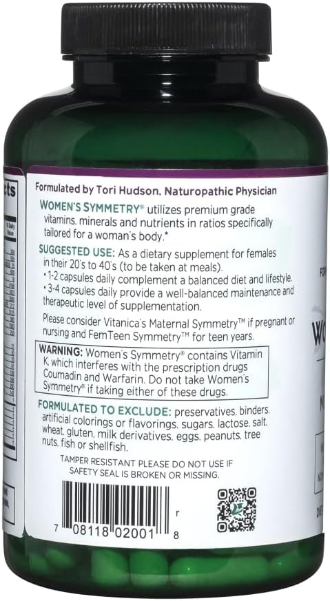 Vitanica Women's Symmetry, High Potency Daily Multivitamin, Vegan, 180 Capsules - görsel 3