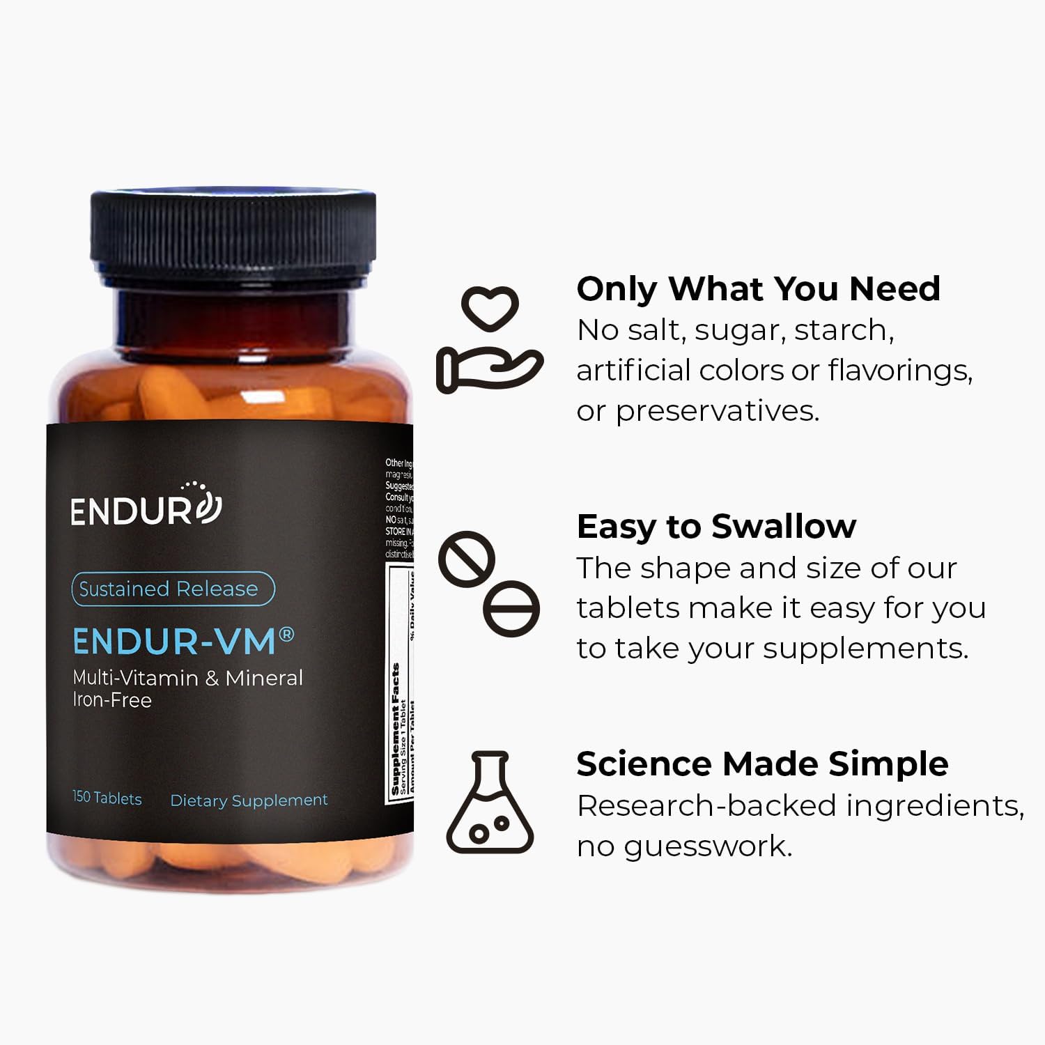 ENDUR-VM Multivitamin (No Iron) – Sustained Release – 150 Tablets - görsel 5