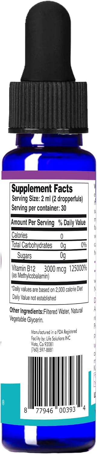Life Solutions Liquid Vitamin B12 Methylcobalamin – Sublingual Drops, 59 ml - görsel 3
