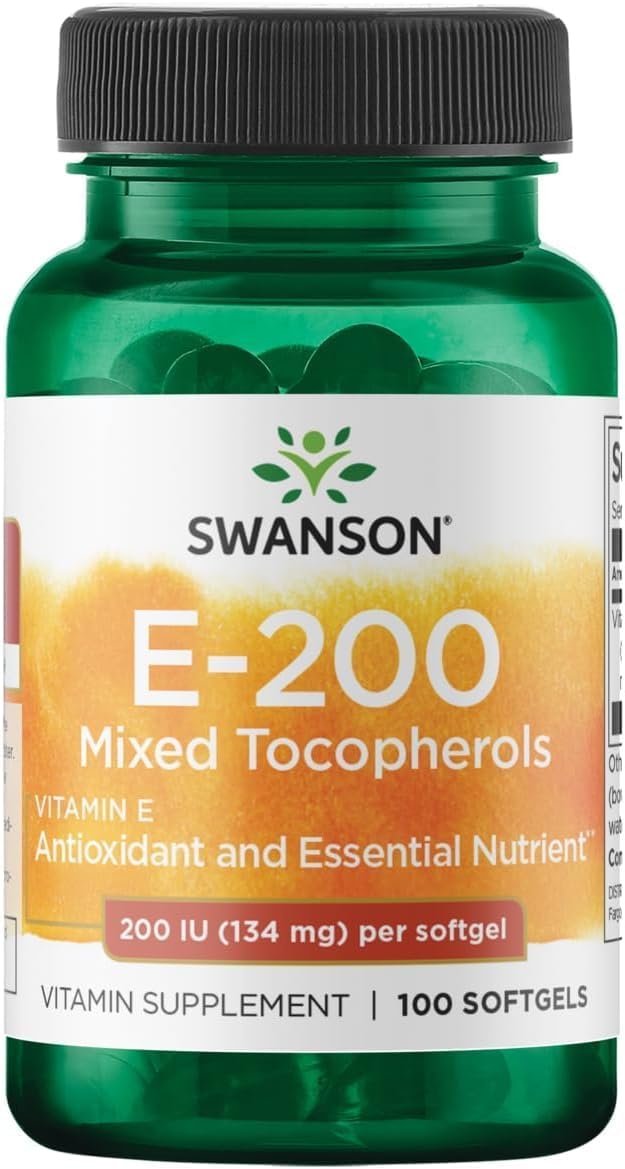 Swanson Vitamin E Mixed Tocopherols 200 IU (134 mg) 100 Softgels - görsel 1