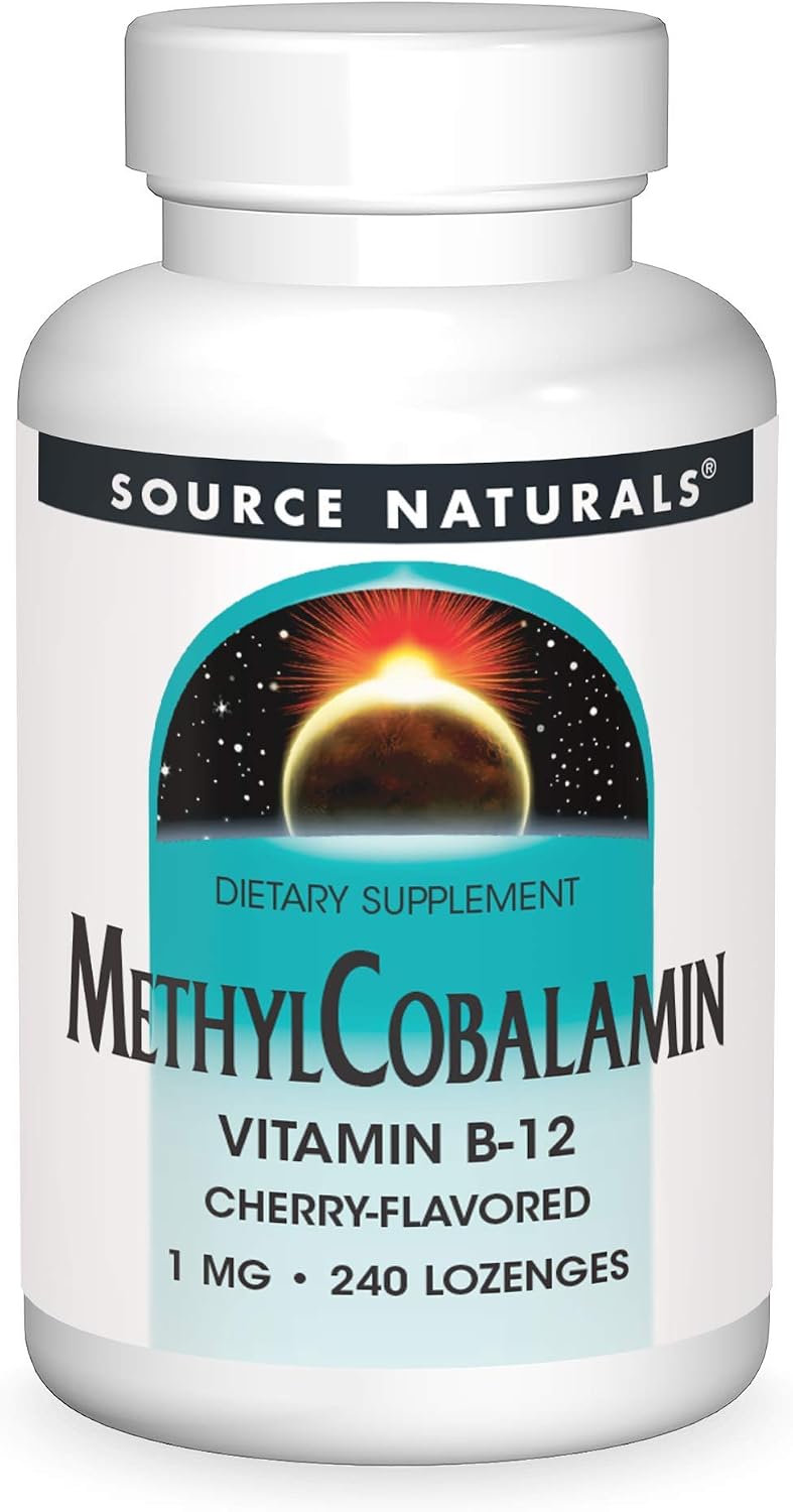 Source Naturals Methylcobalamin Vitamin B-12, Cherry-Flavoured, 1 mg - 120 Lozenges - görsel 6