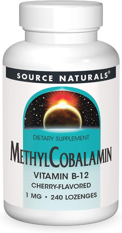 Source Naturals Methylcobalamin Vitamin B-12, Cherry-Flavoured, 1 mg - 120 Lozenges