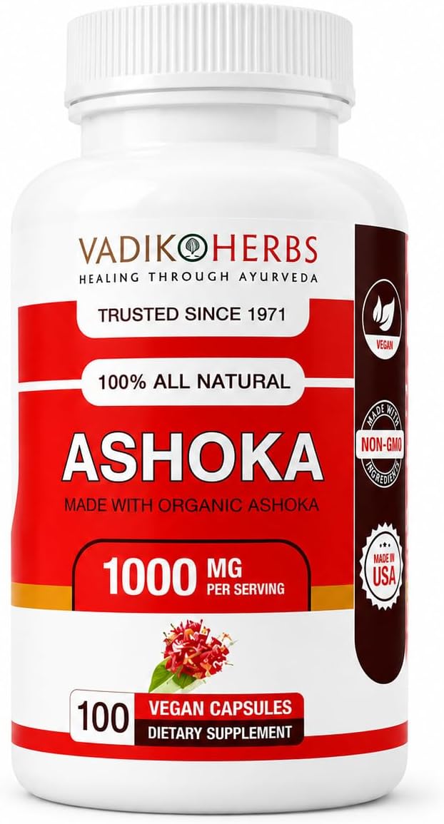 Vadik Herbs Ashoka Bark Capsules – Organic Saraca Indica, 1000mg – Women's Wellness & Hormonal Balance Support - görsel 1