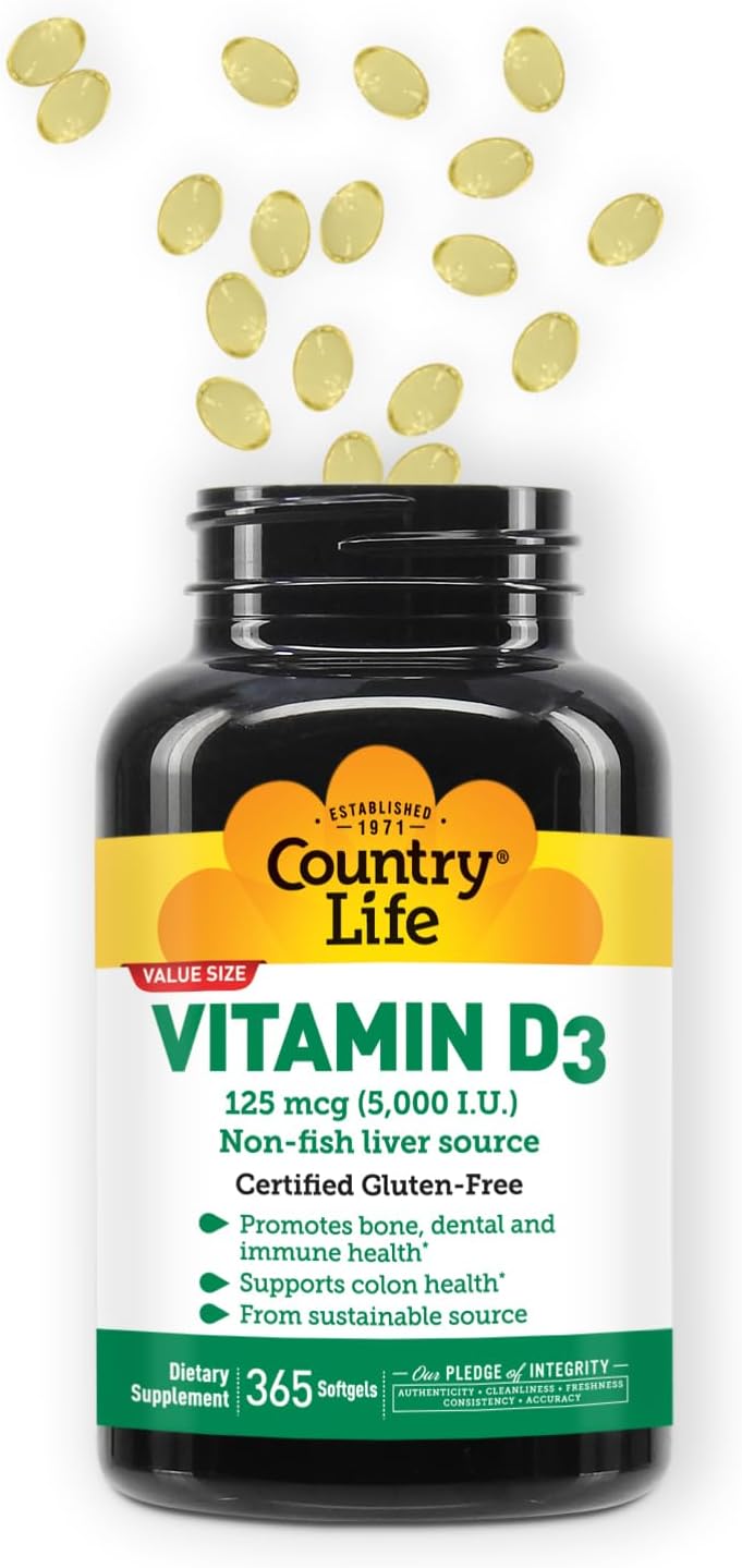 Country Life Vitamin D3 5000 IU - 365 Softgels - görsel 6