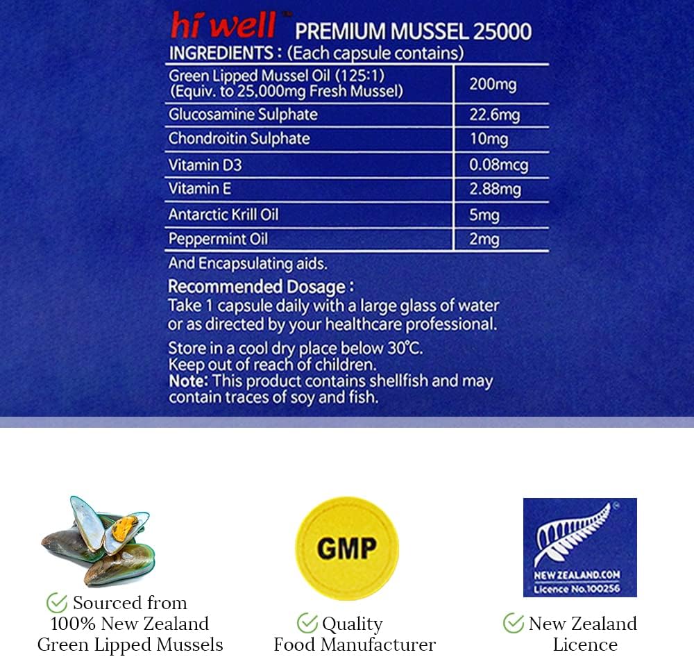Hi Well Premium Mussel 25000 - 200 Vegetable Soft gel capsule Capsules (Pack of 2) - görsel 5