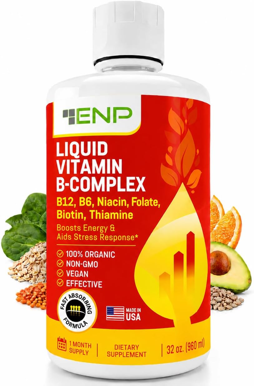 ENP Super B Complex Liquid - B12, B6, Thiamine & Biotin - Energy, Metabolism & Nervous System Support - Liquid B Vitamins for Daily Wellness - 32 Servings - görsel 1