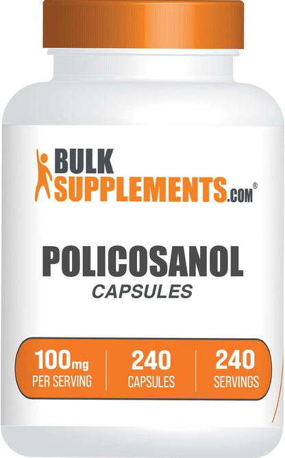 BulkSupplements.com Policosanol Capsules - from Sugar Cane, Policosanol 100mg - Gluten-free, 1 Capsule per Serving, 240 Capsules