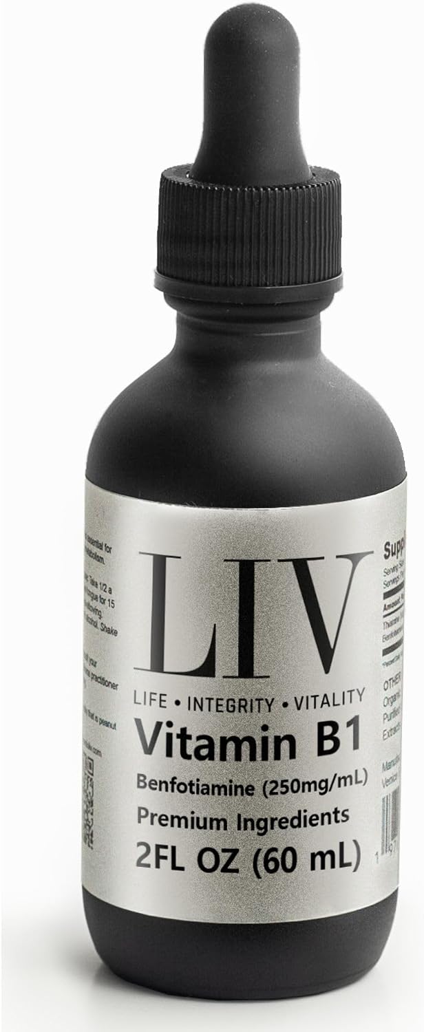 LIV Vitamin B1 Liquid – Thiamine & Benfotiamine Supplement – Fast-Absorbing Liquid Drops – 60 ml - görsel 1