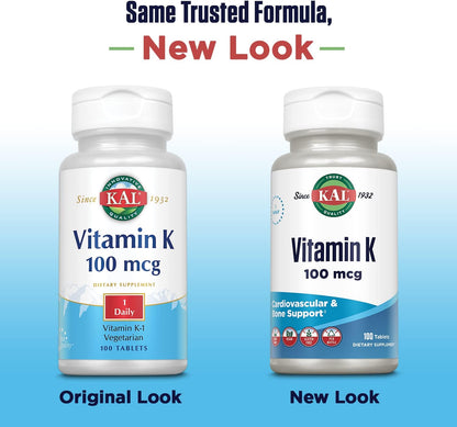 KAL Vitamin K1 100 mcg Tablets, 100 Tablets