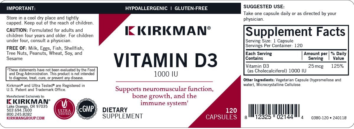 Vitamin D-3 1000 IU - Hypoallergenic, 120 capsules - görsel 3