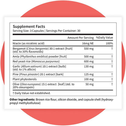 Pattern Wellness Cholesterol Complex Supplement – 90 Vegan Capsules