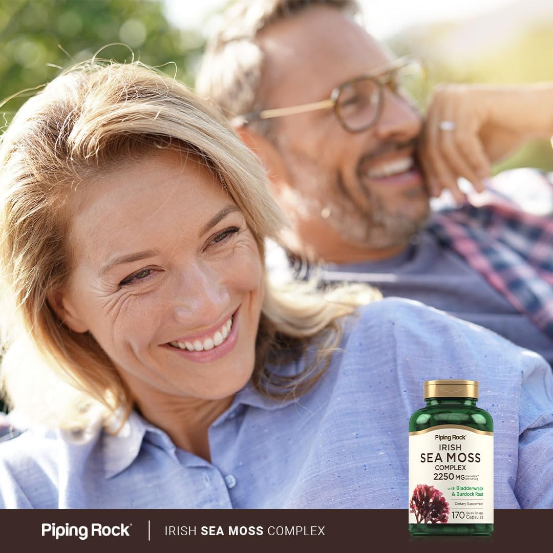 Piping Rock Irish Sea Moss Capsules | 170 Capsules | Complex with Bladderwrack & Burdock Root | Non-GM, Gluten-free Supplement - görsel 6