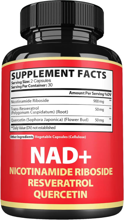 Satoomi NAD Supplement with Nicotinamide Riboside (NR), Resveratrol, and Quercetin - 60 Capsules (30-Day Supply)