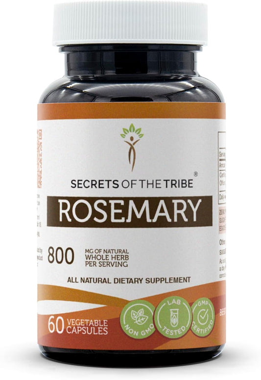 Secrets of the Tribe Rosemary 800 mg, 60 Capsules - Dried Leaf Supplement