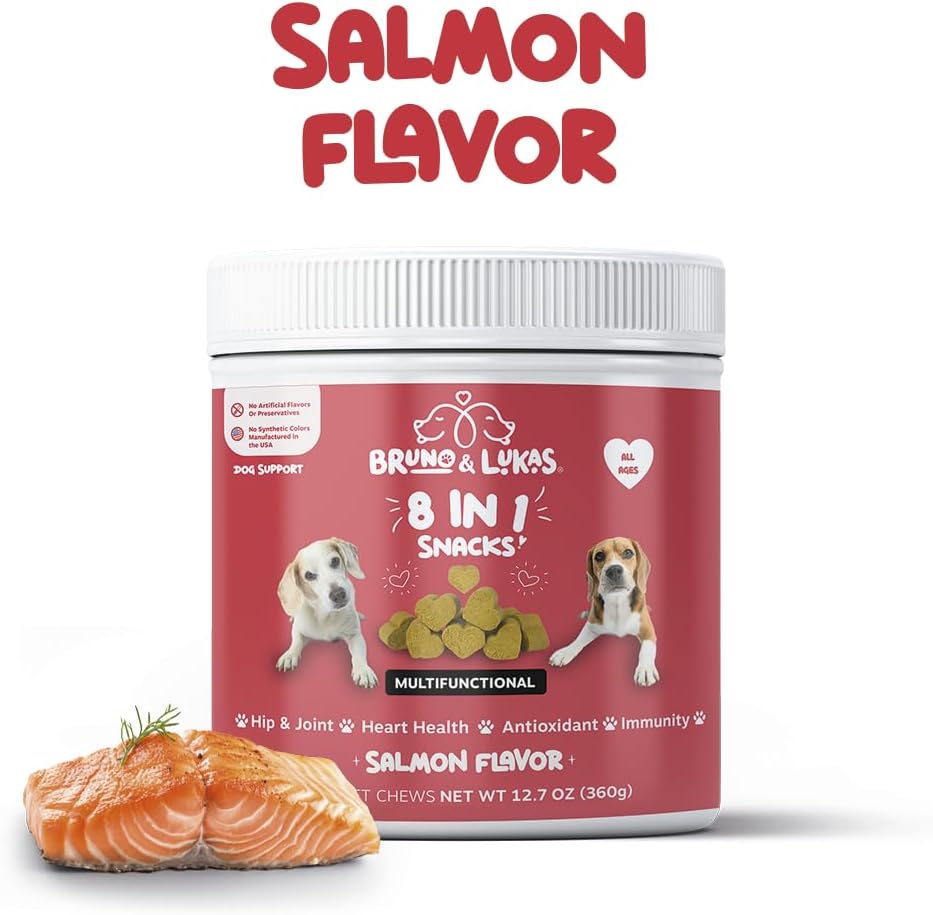 Bruno & Lukas Turmeric & Multivitamin Chews for Dogs – 10-in-1 Supplement with Glucosamine, Curcumin, Omega Fish Oil & Antioxidants – Joint, Immune, Digestive, Skin & Coat Support (90 Chews) - görsel 8