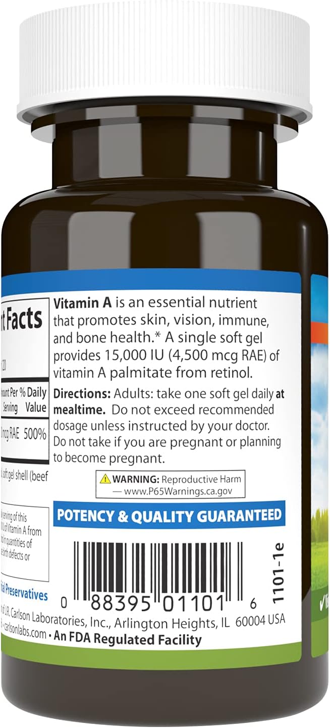 Carlson Vitamin A 15,000 IU Palmitate Softgels - 120 Softgels - görsel 3