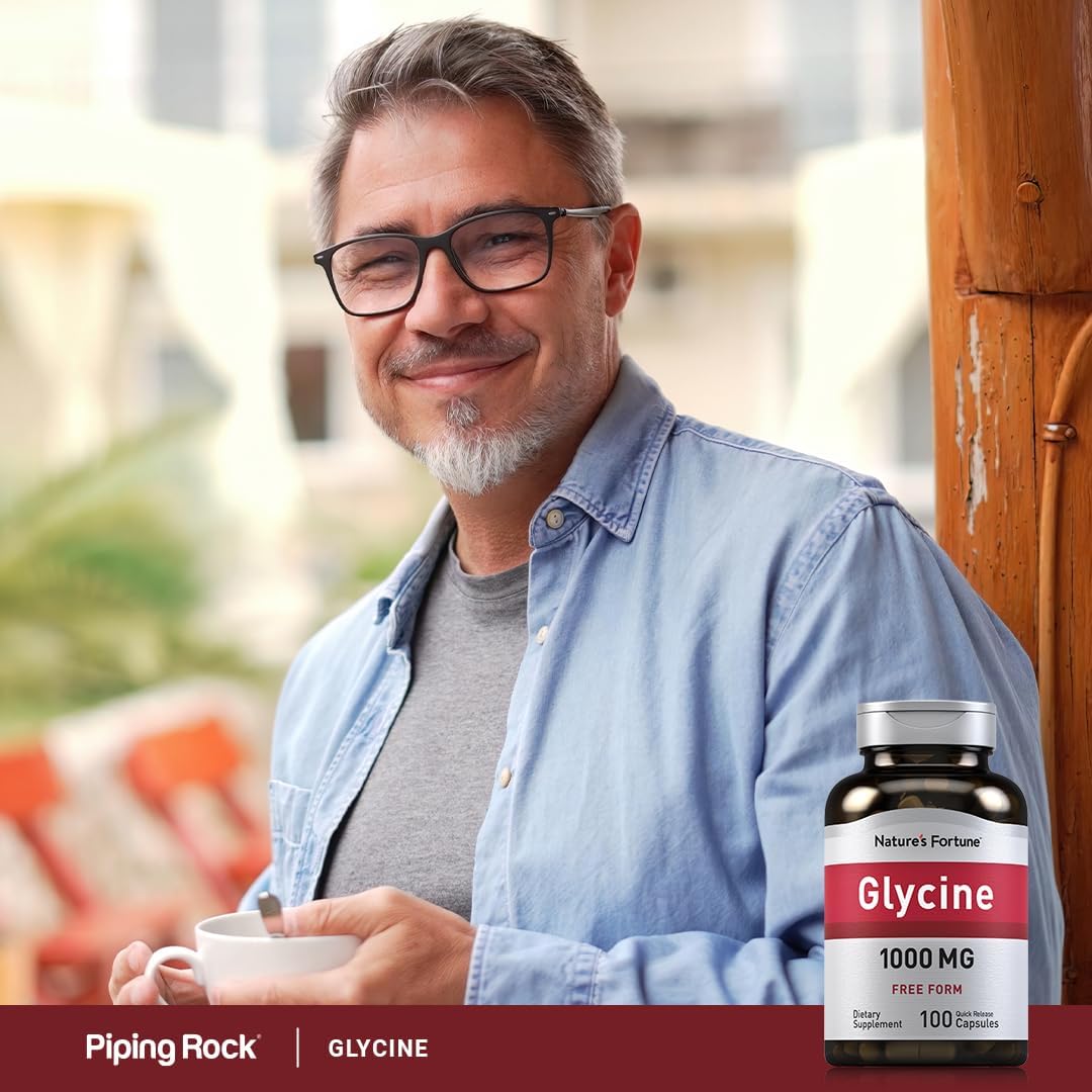 Piping Rock Glycine 1000mg Capsules - Free Form Amino Acid, Non-GMO, Gluten-Free (100 Capsules) - görsel 6