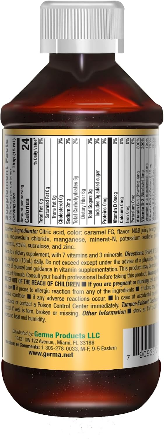 Germa B-Complex Syrup, Sugar Free, Orange Flavour, 8 fl oz - görsel 4