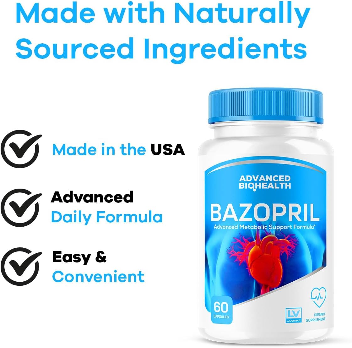 (3 Pack) Bazopril Capsules - Official Bazopril Advanced Formula for Blood Balance Support, Natural Food Supplement for Overall Health & Wellbeing, 180 Capsules (3-Month Supply) - görsel 5
