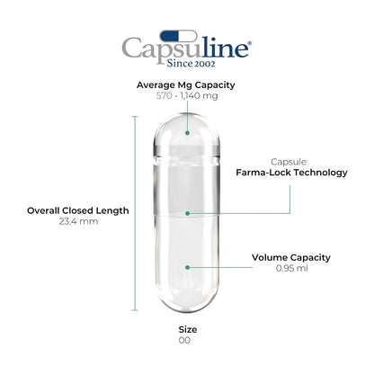 Clear Size 00 Empty Gelatine Capsules by Capsuline – 1000 Count