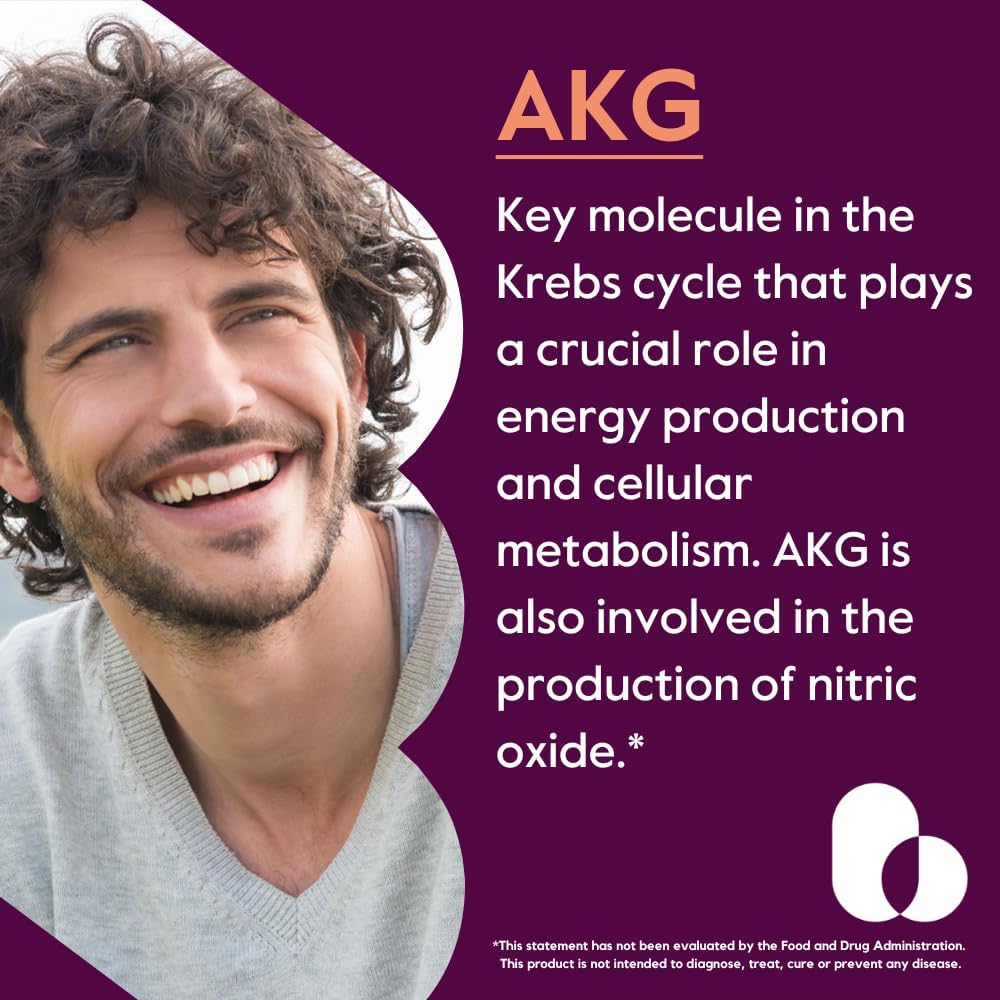 BESTVITE AKG (Alpha Ketoglutaric Acid) 1000mg per Serving - 240 Vegetarian Capsules - No Stearates - Vegan - Non GMO - Gluten-free - görsel 2