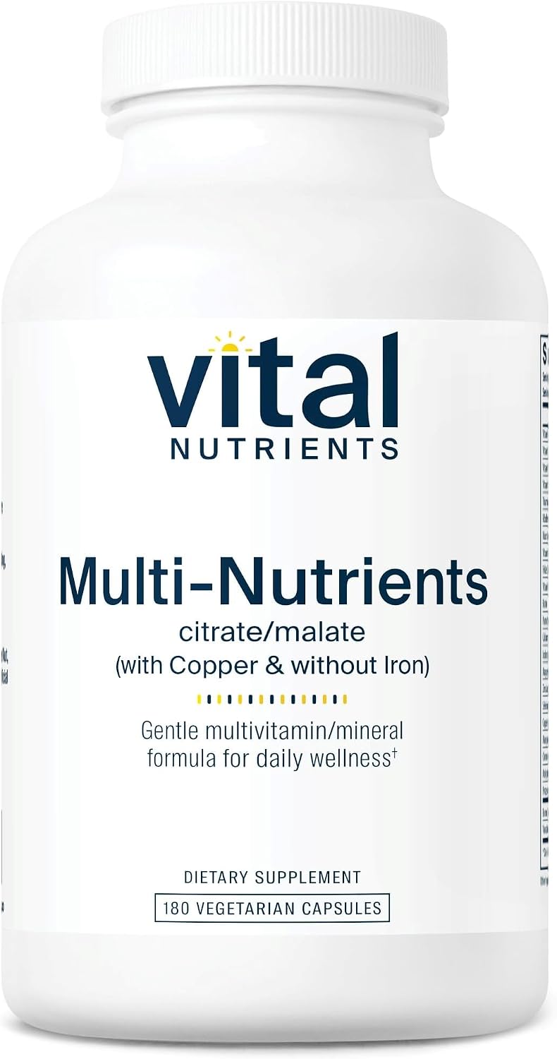 Vital Nutrients Multi-Nutrients 2 - Citrate/Malate Formula (with Copper, Without Iron) - Multivitamin and Mineral Supplement - 180 Vegetarian Capsules - görsel 1