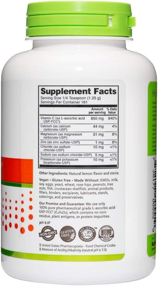 NutriBiotic Lemon Electro-C, Vitamin C and Electrolyte Powder - 227 g - görsel 3