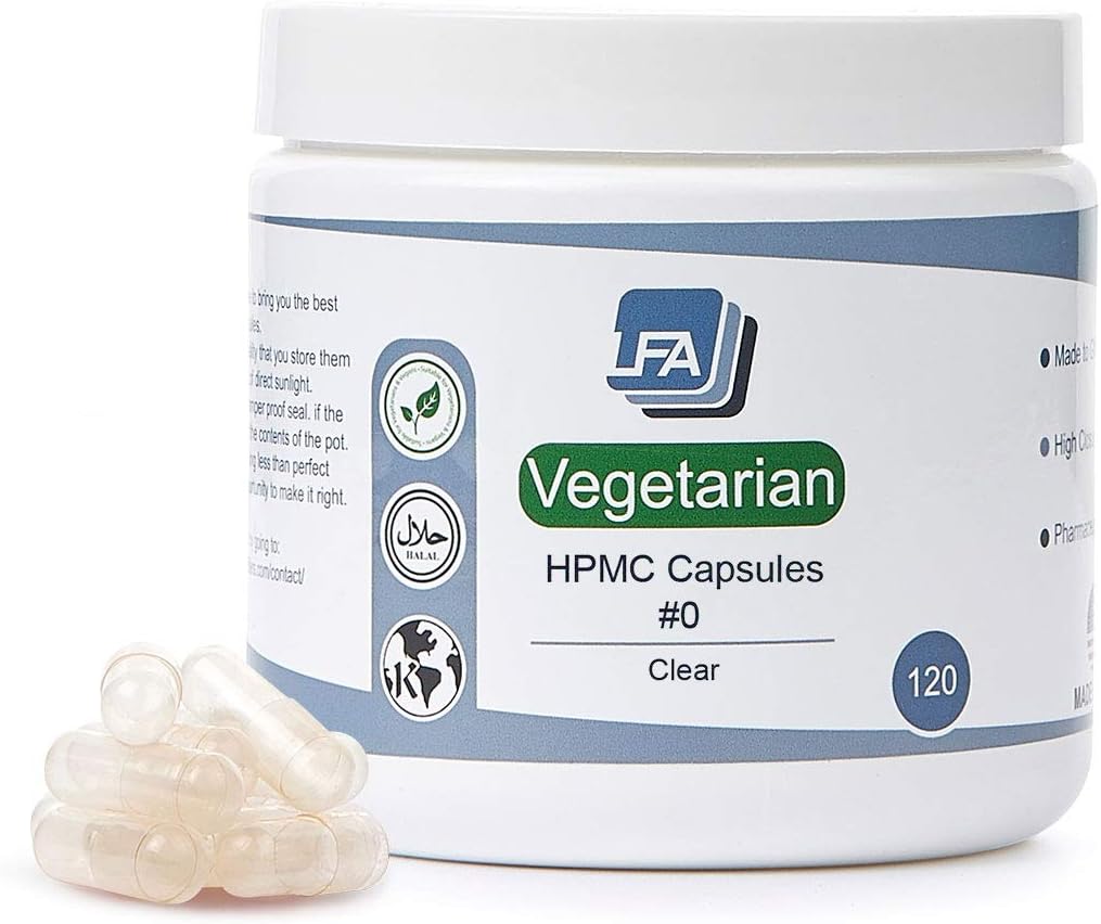Size 0 Empty Capsules - Vegan HPMC - 120 Count Vegetarian Capsules Empty - Joined Fillable 0 Vegetable Pill Capsules - görsel 1
