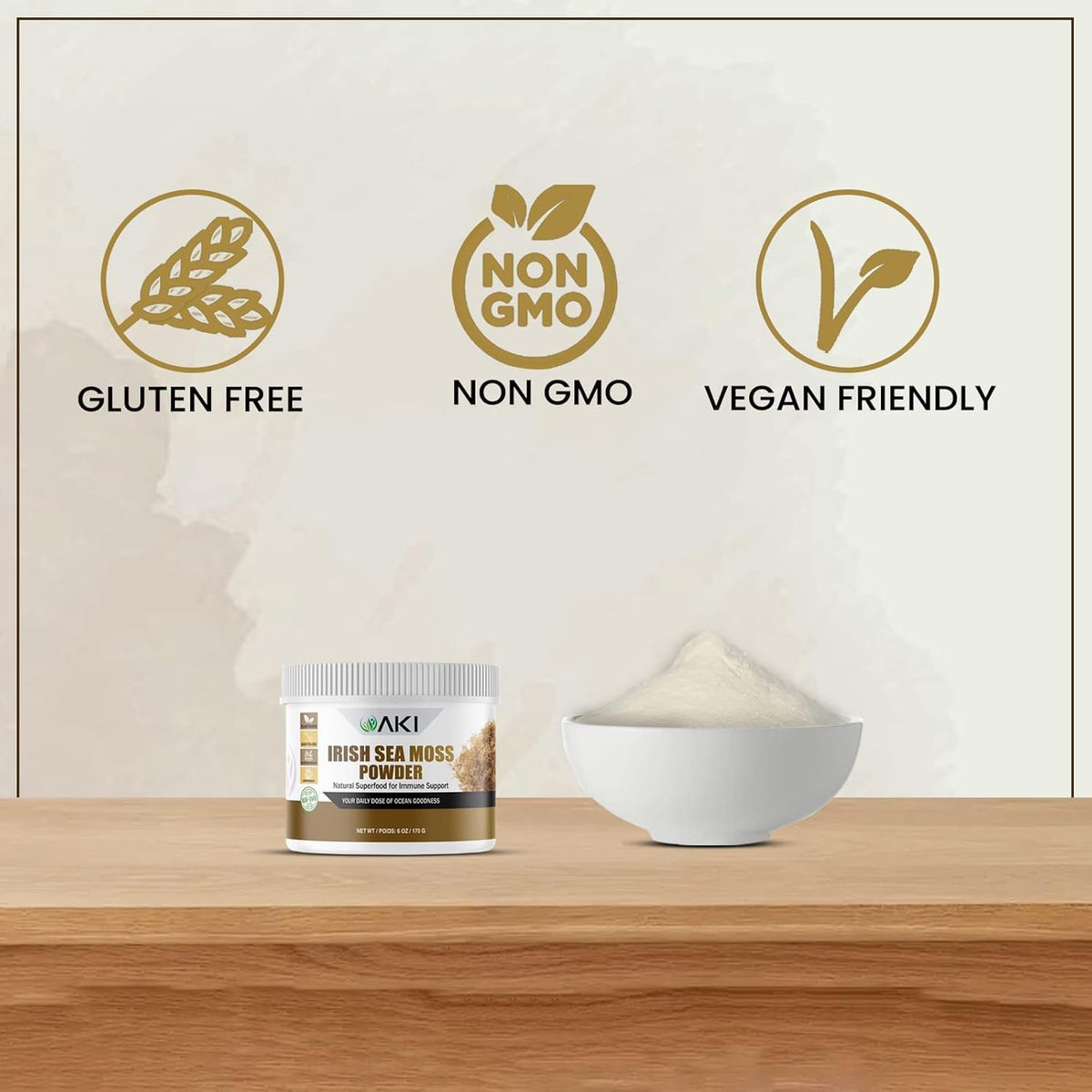 AKI Irish Sea Moss Powder – Rich in 92 Essential Minerals & Vitamins, Vegan, Non-GMO (170 g) - görsel 4